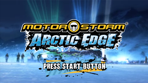 MotorStorm: Arctic Edge title screen for PSP